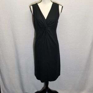 Eddie Bauer L  Dress Jersey Knit Knee Black Classic Comfort Office Commuter